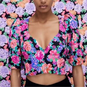Zara Floral Crop Top NWT